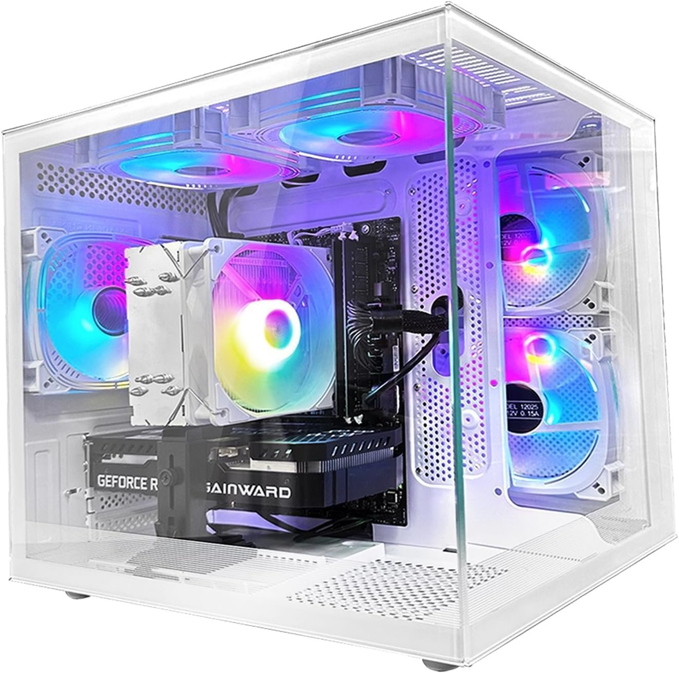 Gaming PC AMD Ryzen7 8700F(8Core 16Threads Up to 5.0G) RTX 5070 12G Nvme 1TB SSD 4T HDD 32G DDR5 WiFi 6 Pre Built Desktop Computers White