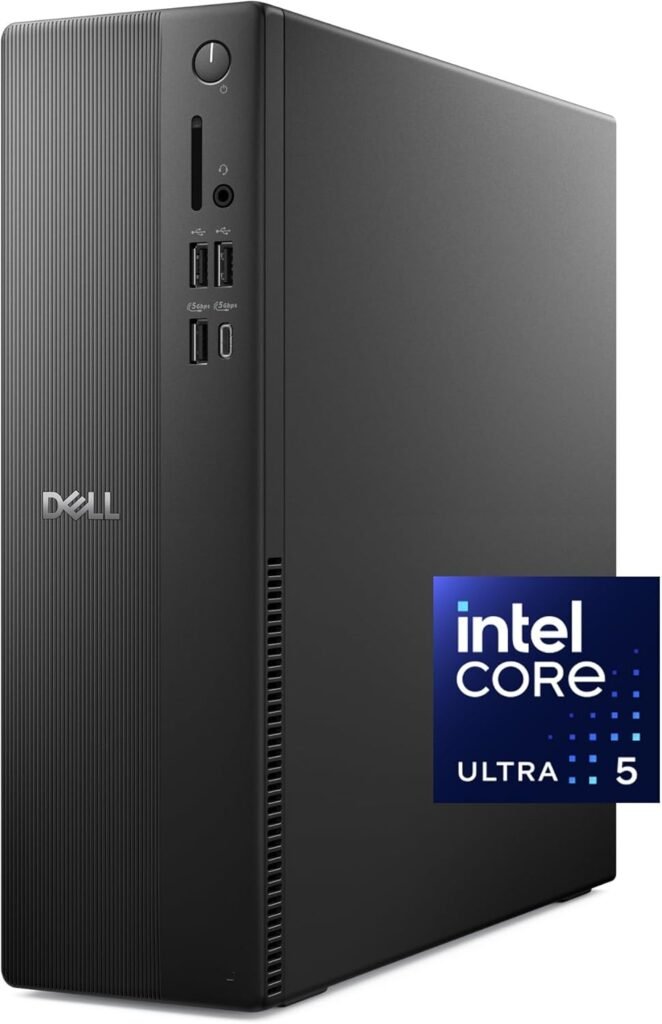 Dell Slim Desktop ECS1250 – Intel Core Ultra 5-225 Processor, Intel UHD Graphics, 16GB DDR5 5600MT/s Memory, 512GB M.2 SSD, 3.0 SD Card Reader, Wired Keyboard and Mouse, Basic Onsite Service