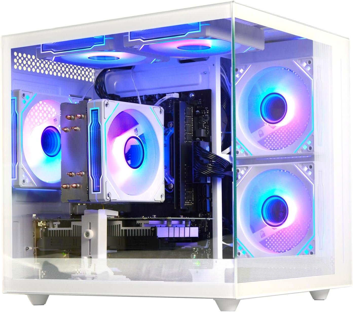 Pre Built Gaming PC Ryzen 5 5500 3.6GHz,(6Core 12Threads Up to 4.2G),Radeon RX6500XT 4G,DDR4 16G Nvme 512G SSD,WiFi 6 Tower Desktop Computer for Home and Office