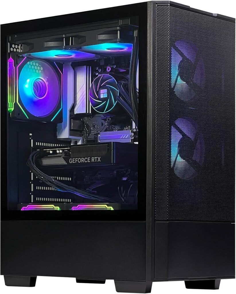 Gaming Desktop PC – AMD R5 9600X GeForce RTX 5060 8GB, 32GB DDR5 6000 RAM,1TB NVMe SSD,240mm Water Cooling&7 ARGB Fans, Prebuilt Gaming Computer