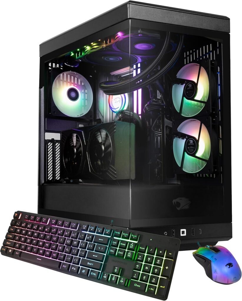 iBUYPOWER Y40 PRO Gaming PC Desktop AMD Ryzen 7 7800X3D CPU, NVIDIA GeForce RTX 5060Ti 8GB GPU, 32GB DDR5 RGB 5200MHz RAM, 1TB NVMe SSD, Windows 11 Home, Computer w/Keyboard Mouse – Y40BA7N56T01